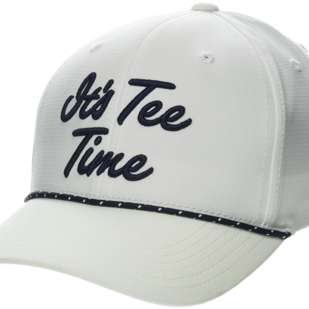 White and Black Tee Time Hat with Rope Detail
